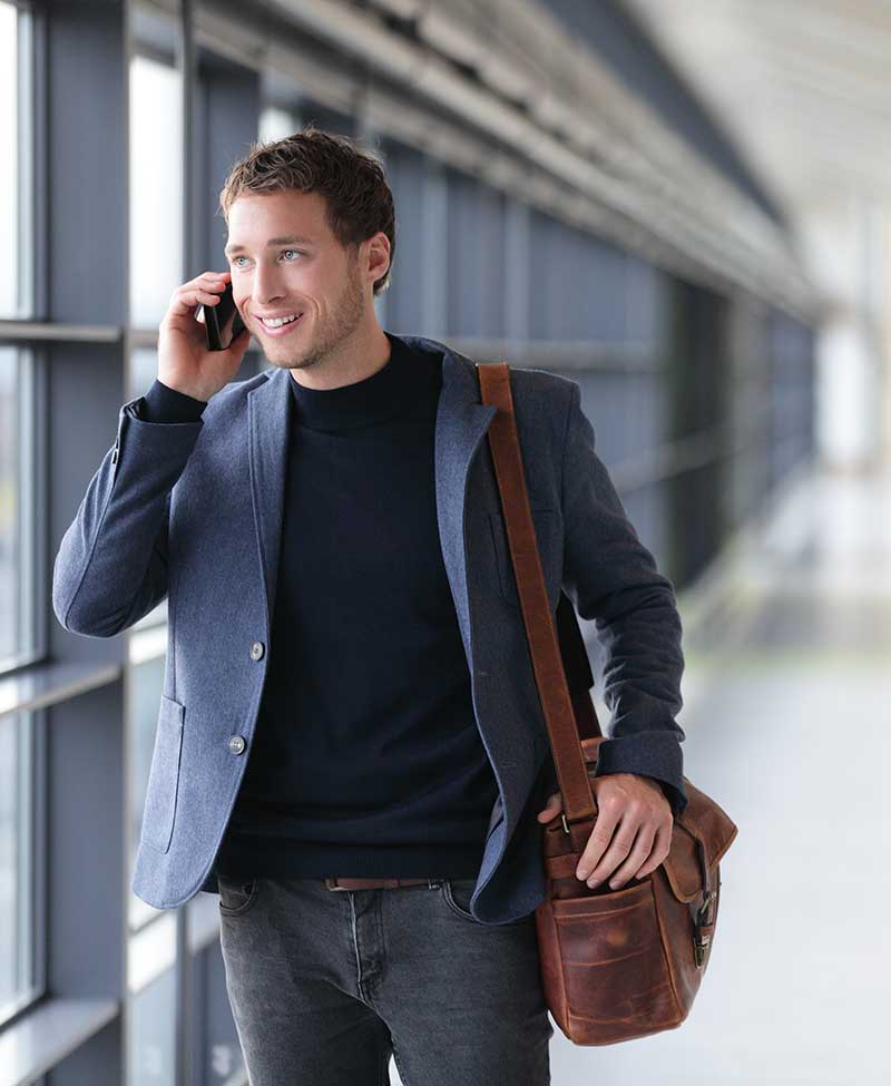 Young man business traveller